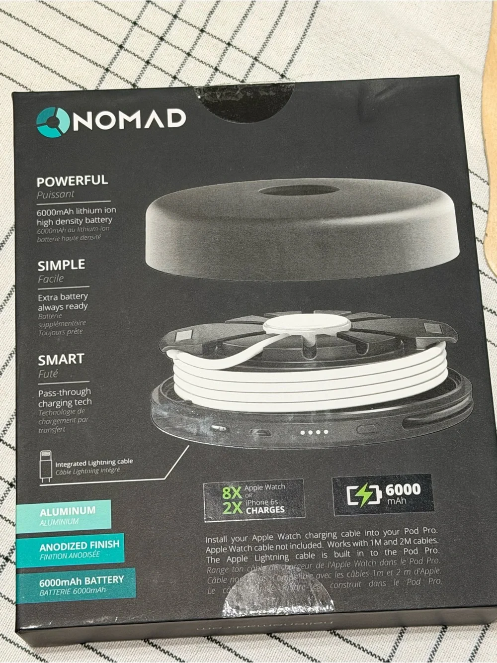 Nomad Pod Pro Wireless Charging Puck in Silver Gray